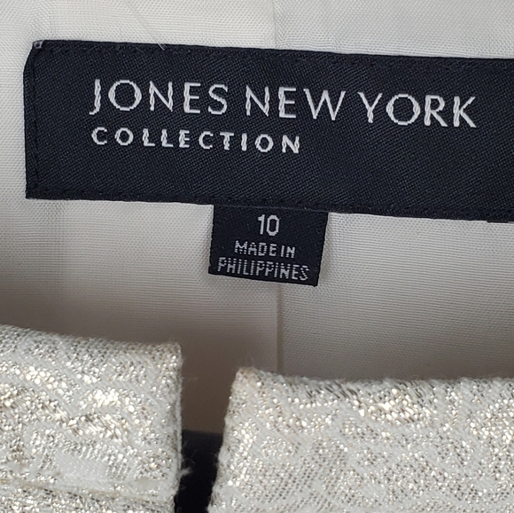 Jones New York  White silver Ted baker style Women's blazer Size 10 - Picture 5 of 15